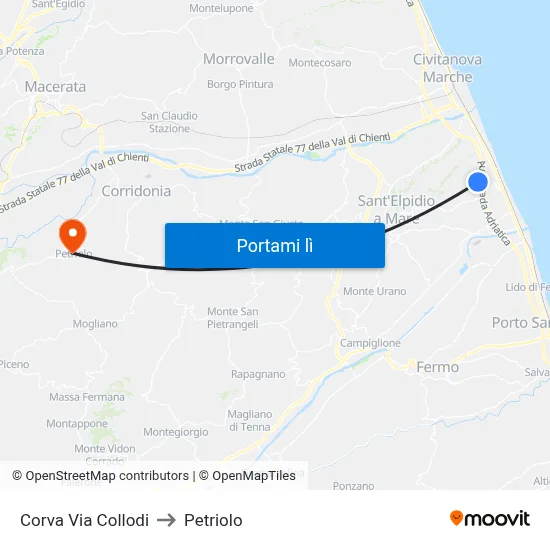 Corva Via Collodi to Petriolo map
