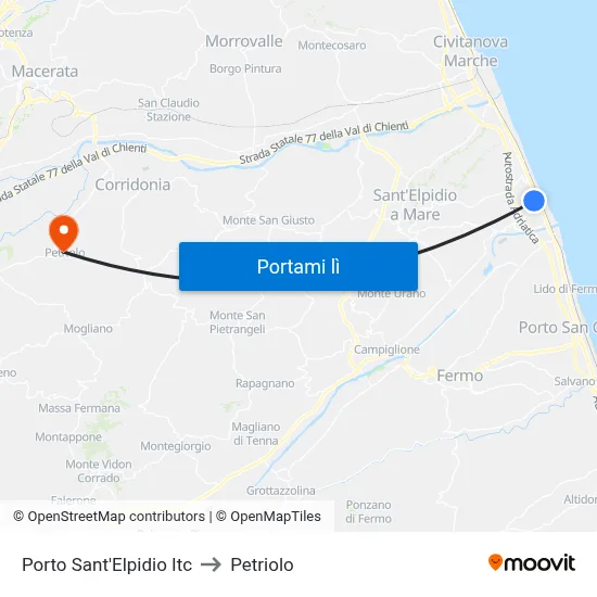 Porto Sant'Elpidio Itc to Petriolo map