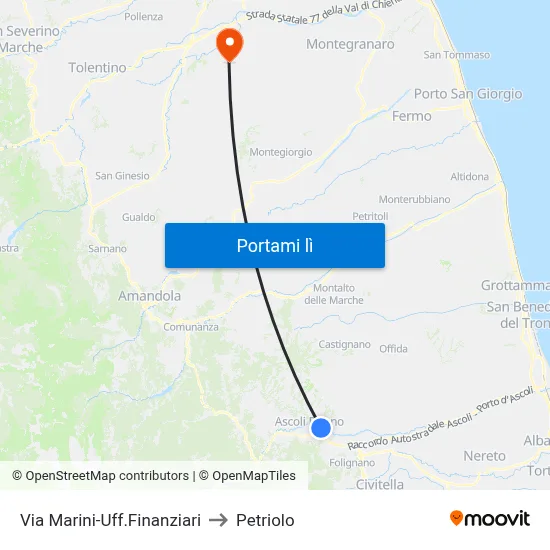 Via Marini-Uff.Finanziari to Petriolo map
