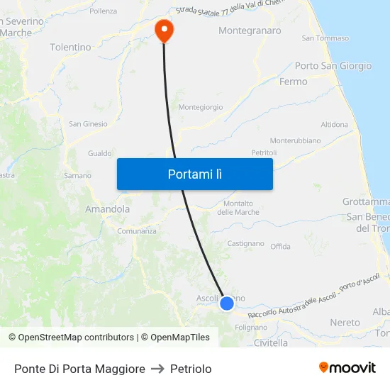 Ponte Di Porta Maggiore to Petriolo map