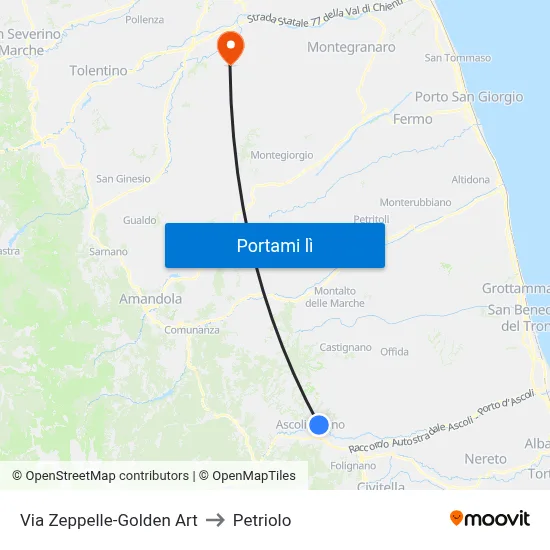 Via Zeppelle-Golden Art to Petriolo map