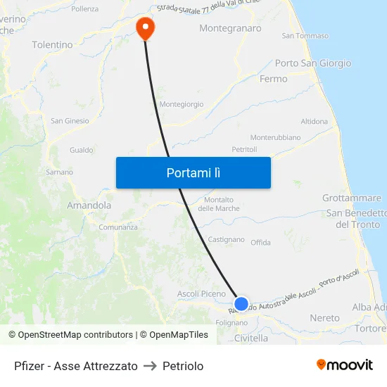 Pfizer - Asse Attrezzato to Petriolo map
