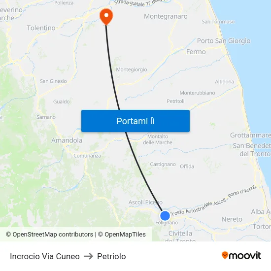 Incrocio Via Cuneo to Petriolo map