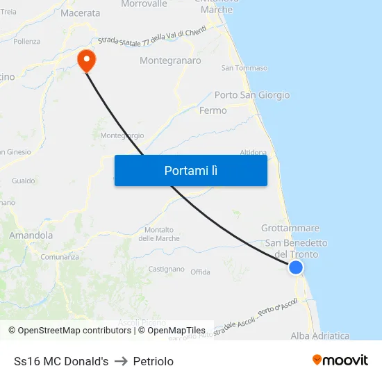 Ss16 MC Donald's to Petriolo map