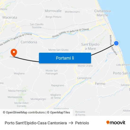 Porto Sant'Elpidio-Casa Cantoniera to Petriolo map
