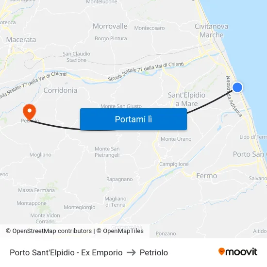 Porto Sant'Elpidio - Ex Emporio to Petriolo map