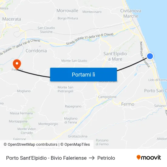 Porto Sant'Elpidio - Bivio Faleriense to Petriolo map