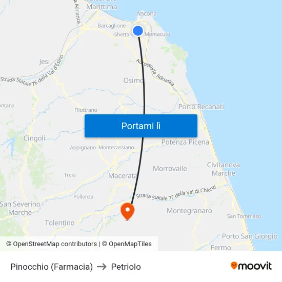 Pinocchio (Farmacia) to Petriolo map