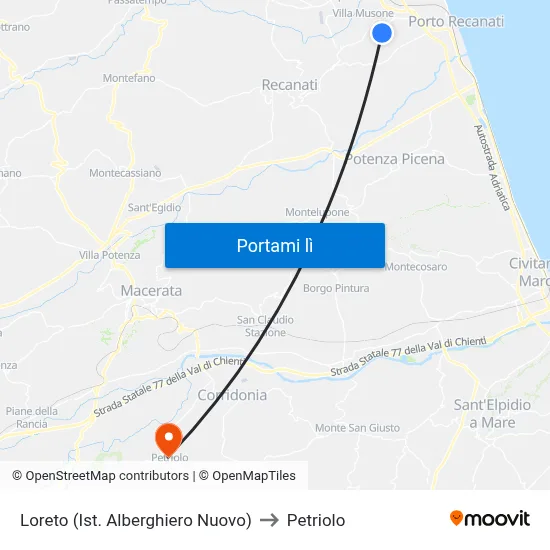 Loreto  (Ist. Alberghiero Nuovo) to Petriolo map