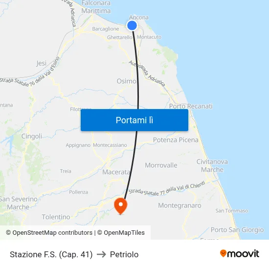 Stazione F.S. (Cap. 41) to Petriolo map