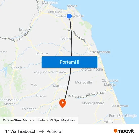 1^ Via Tiraboschi to Petriolo map