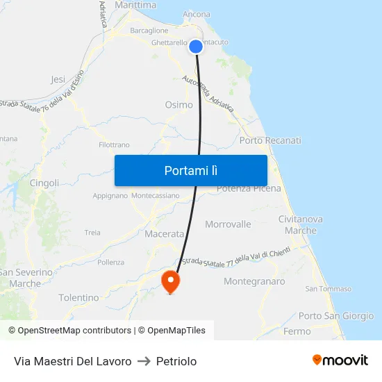 Via Maestri Del Lavoro to Petriolo map
