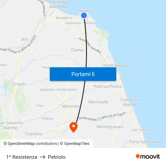 1^ Resistenza to Petriolo map