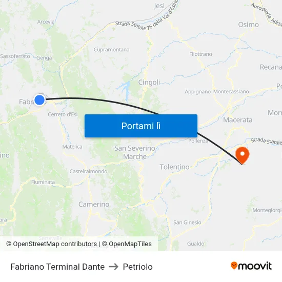 Fabriano  Terminal Dante to Petriolo map