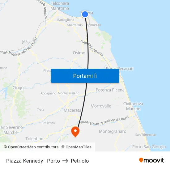 Piazza Kennedy - Porto to Petriolo map