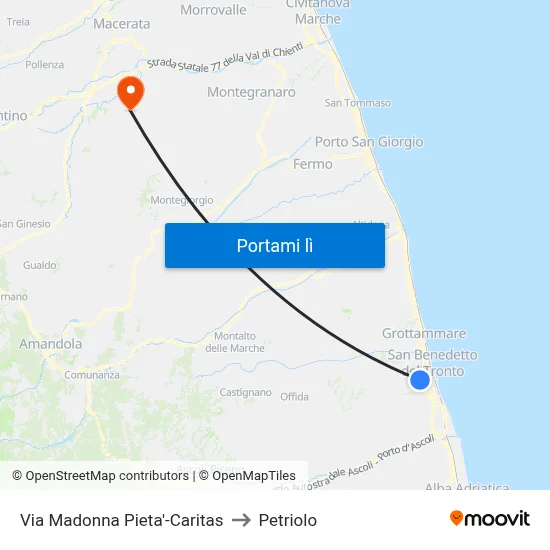 Via Madonna Pieta'-Caritas to Petriolo map