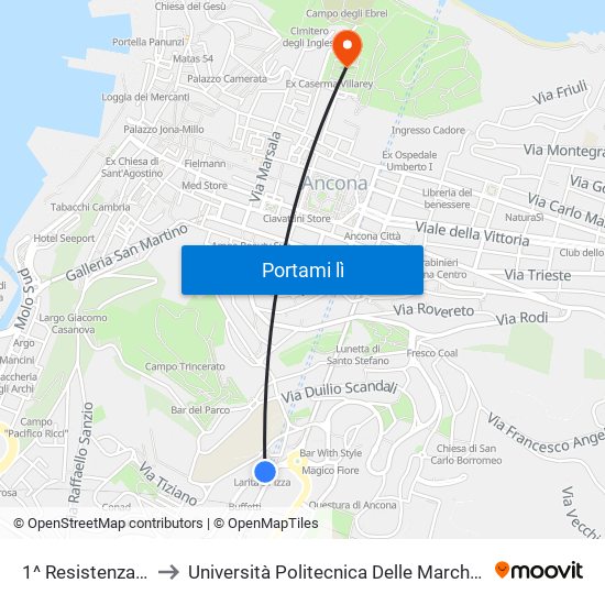 1^ Resistenza - Vigili Del Fuoco to Università Politecnica Delle Marche - Facoltà Di Economia ""Giorgio Fuà"" map