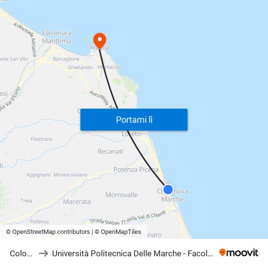Colombo 7 to Università Politecnica Delle Marche - Facoltà Di Economia ""Giorgio Fuà"" map