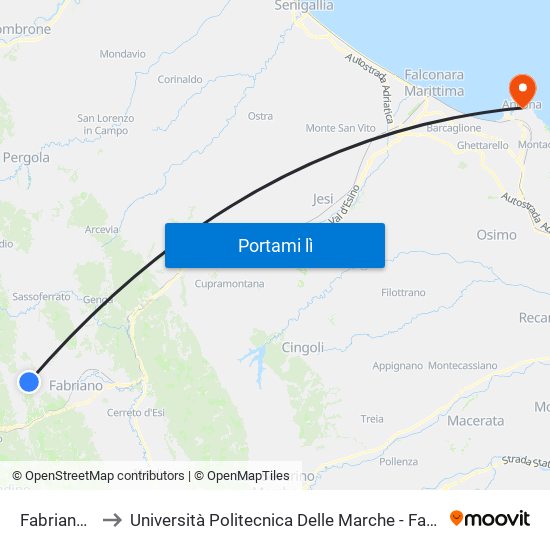 Fabriano - S.P. 47 to Università Politecnica Delle Marche - Facoltà Di Economia ""Giorgio Fuà"" map