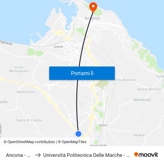 Ancona - Via I Maggio to Università Politecnica Delle Marche - Facoltà Di Economia ""Giorgio Fuà"" map