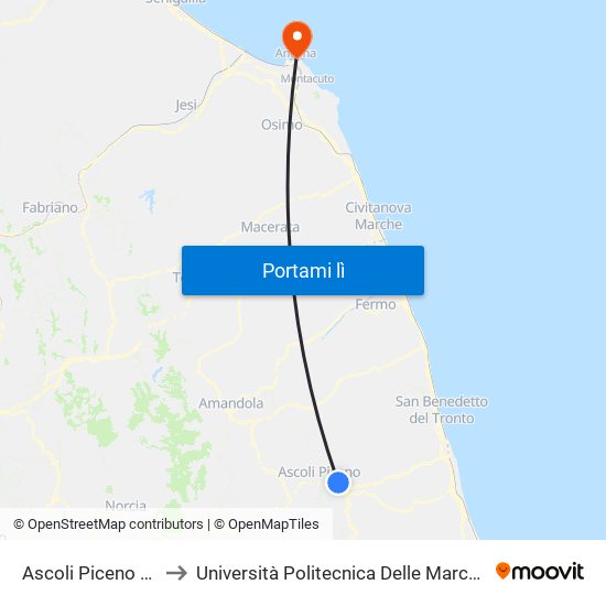 Ascoli Piceno Monticelli Dir. Mare to Università Politecnica Delle Marche - Facoltà Di Economia ""Giorgio Fuà"" map