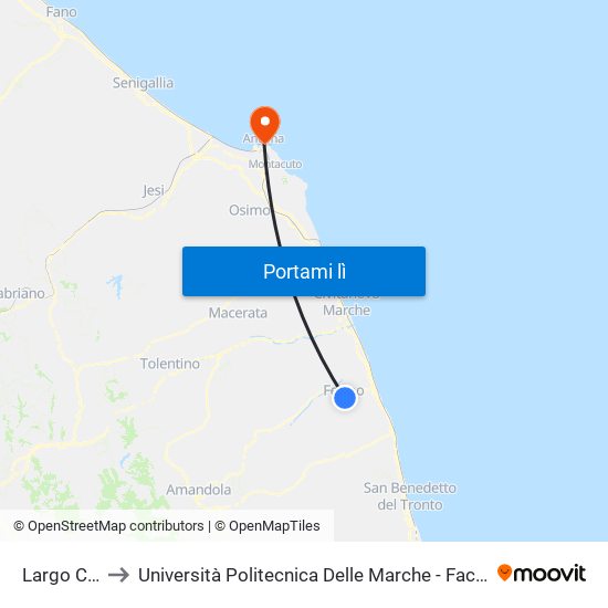 Largo Calzecchi to Università Politecnica Delle Marche - Facoltà Di Economia ""Giorgio Fuà"" map