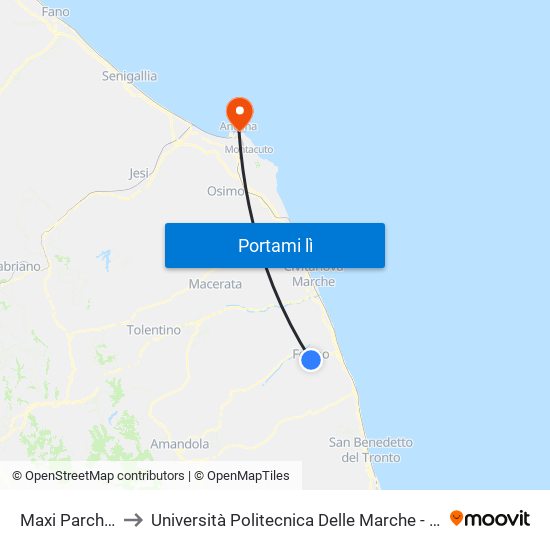 Maxi Parcheggio Basso to Università Politecnica Delle Marche - Facoltà Di Economia ""Giorgio Fuà"" map