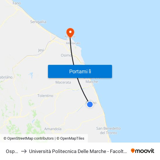 Ospedale to Università Politecnica Delle Marche - Facoltà Di Economia ""Giorgio Fuà"" map