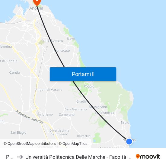 Porto to Università Politecnica Delle Marche - Facoltà Di Economia ""Giorgio Fuà"" map