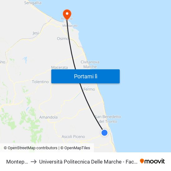 Monteprandone to Università Politecnica Delle Marche - Facoltà Di Economia ""Giorgio Fuà"" map