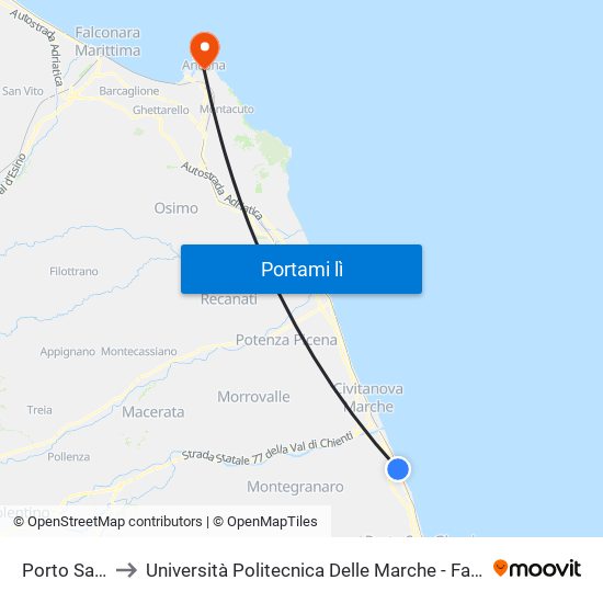 Porto Sant'Elpidio to Università Politecnica Delle Marche - Facoltà Di Economia ""Giorgio Fuà"" map