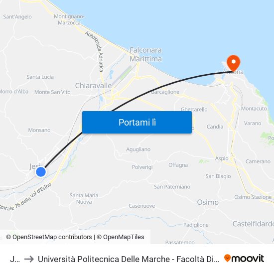 Jesi to Università Politecnica Delle Marche - Facoltà Di Economia ""Giorgio Fuà"" map