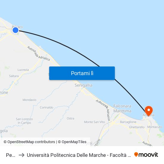 Pesaro to Università Politecnica Delle Marche - Facoltà Di Economia ""Giorgio Fuà"" map