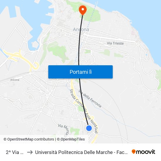 2^ Via Foscolo to Università Politecnica Delle Marche - Facoltà Di Economia ""Giorgio Fuà"" map