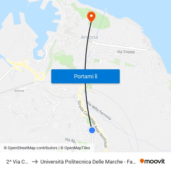 2^ Via Colleverde to Università Politecnica Delle Marche - Facoltà Di Economia ""Giorgio Fuà"" map