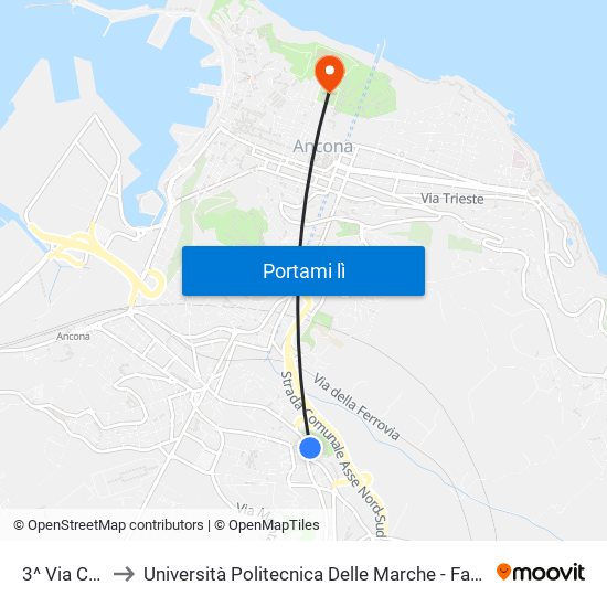 3^ Via Colleverde to Università Politecnica Delle Marche - Facoltà Di Economia ""Giorgio Fuà"" map