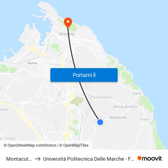 Montacuto - Carcere to Università Politecnica Delle Marche - Facoltà Di Economia ""Giorgio Fuà"" map