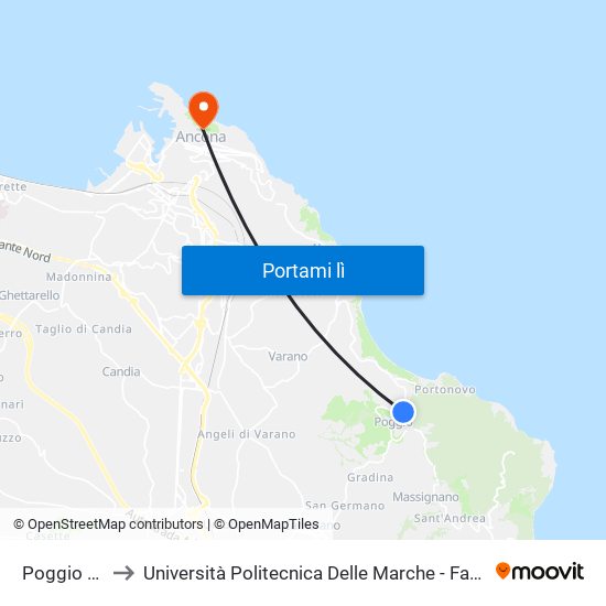 Poggio - Mafalda to Università Politecnica Delle Marche - Facoltà Di Economia ""Giorgio Fuà"" map