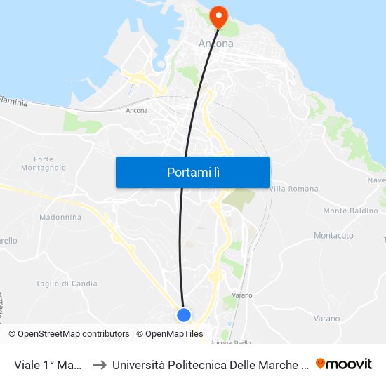 Viale 1° Maggio - Rotatoria to Università Politecnica Delle Marche - Facoltà Di Economia ""Giorgio Fuà"" map