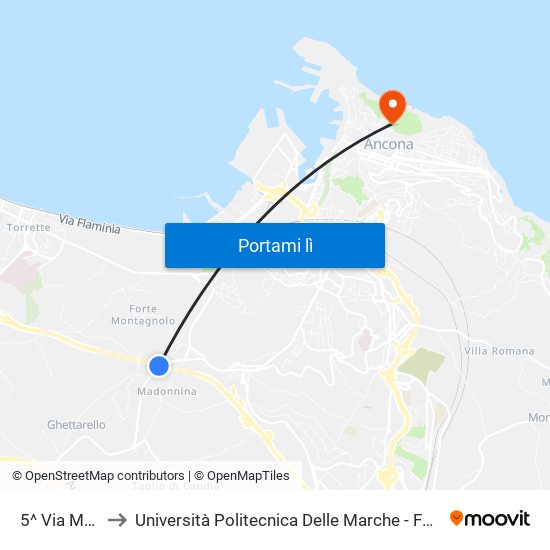5^ Via Madonnetta to Università Politecnica Delle Marche - Facoltà Di Economia ""Giorgio Fuà"" map