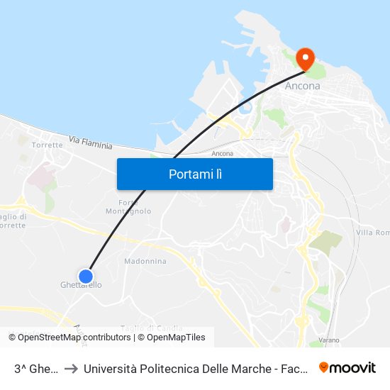 3^ Ghettarello to Università Politecnica Delle Marche - Facoltà Di Economia ""Giorgio Fuà"" map