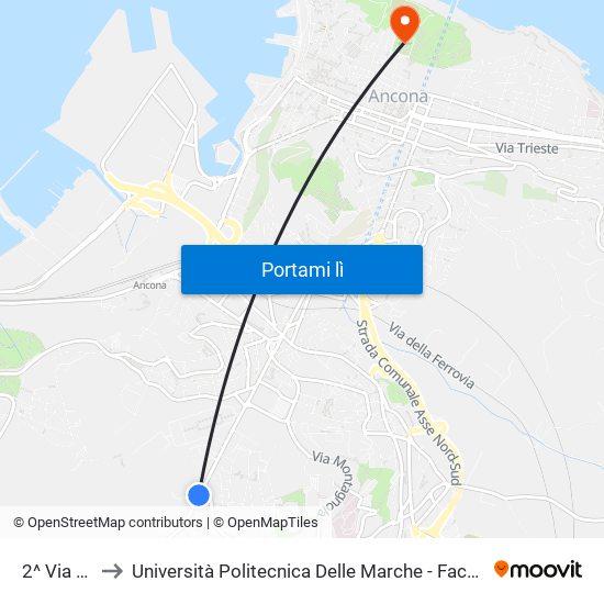 2^ Via Maggini to Università Politecnica Delle Marche - Facoltà Di Economia ""Giorgio Fuà"" map