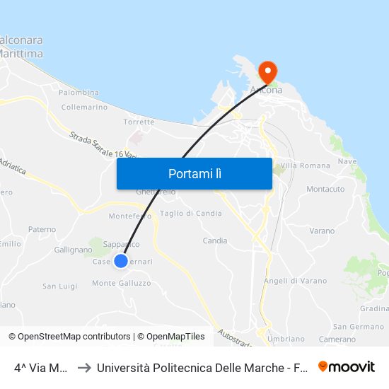 4^ Via Montesicuro to Università Politecnica Delle Marche - Facoltà Di Economia ""Giorgio Fuà"" map