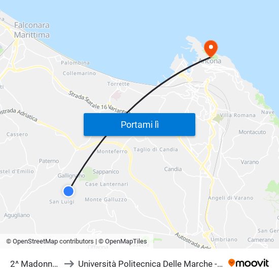 2^ Madonna Delle Grazie to Università Politecnica Delle Marche - Facoltà Di Economia ""Giorgio Fuà"" map