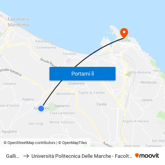 Gallignano to Università Politecnica Delle Marche - Facoltà Di Economia ""Giorgio Fuà"" map