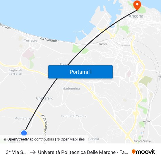 3^ Via Sappanico to Università Politecnica Delle Marche - Facoltà Di Economia ""Giorgio Fuà"" map