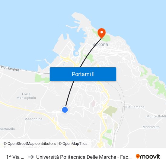 1^ Via Maggini to Università Politecnica Delle Marche - Facoltà Di Economia ""Giorgio Fuà"" map