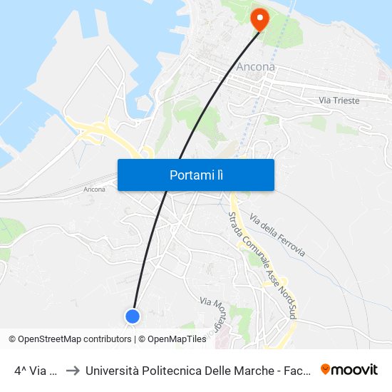 4^ Via Maggini to Università Politecnica Delle Marche - Facoltà Di Economia ""Giorgio Fuà"" map