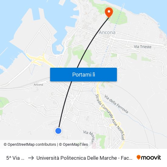 5^ Via Maggini to Università Politecnica Delle Marche - Facoltà Di Economia ""Giorgio Fuà"" map