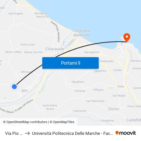 Via Pio La Torre to Università Politecnica Delle Marche - Facoltà Di Economia ""Giorgio Fuà"" map